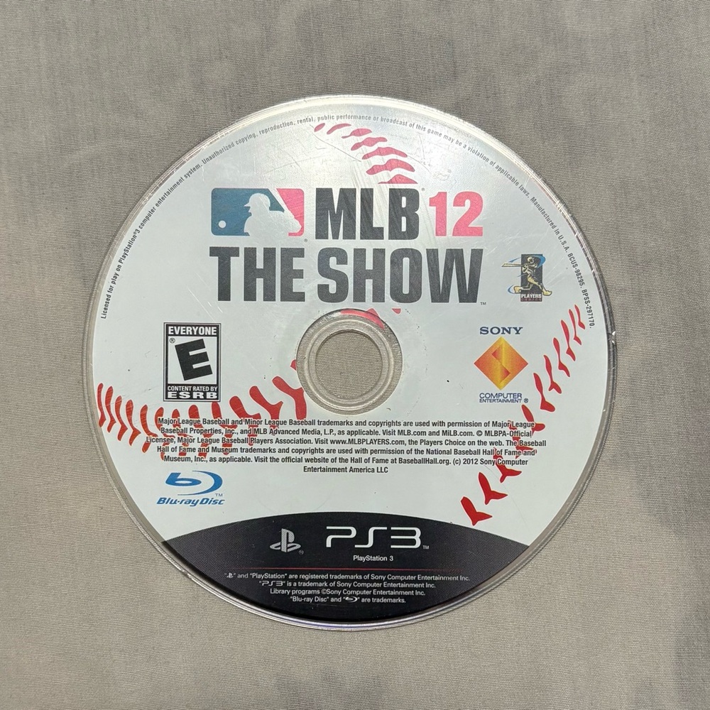 Sony MLB 12 The Show PS3 Disc with Red and Black Accents